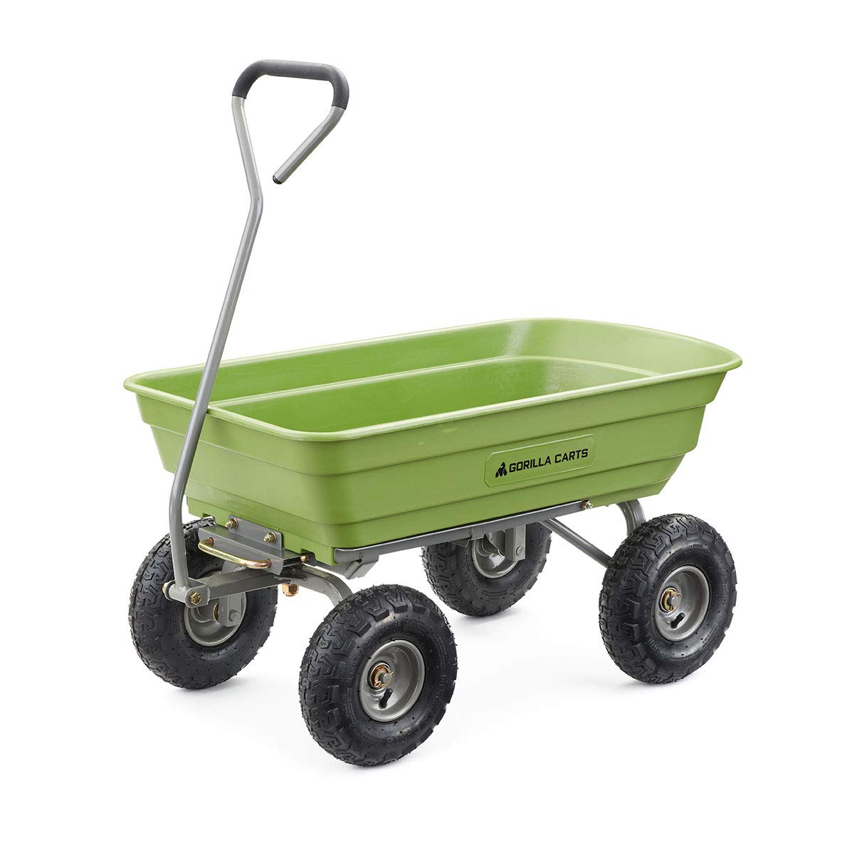 Gorilla Carts Poly Garden Dump Cart, 4 Cu Ft Tub, 600 lb Haul Capacity, Black – Heavy-Duty Utility Wagon with Quick-Release Dumping & Pneumatic Tires for Yard, Landscaping and Gardening