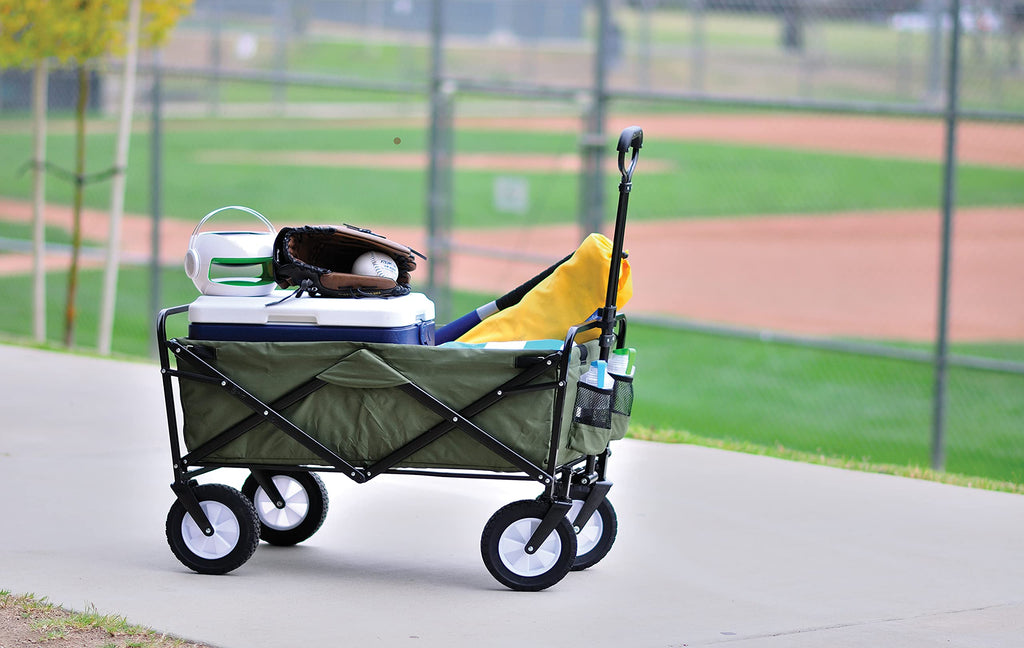 Mac Sports Folding Steel Frame Garden Utility Wagon Cart, Green (for Parts)